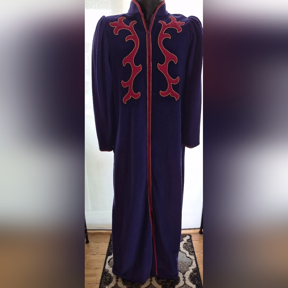 Oscar De La Renta Vintage Purple Velvet House Coat Lounging Robe Sz Medium USA